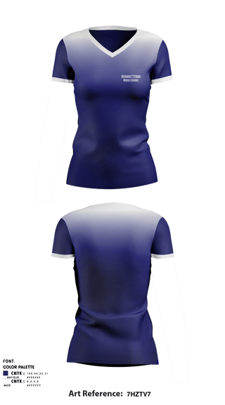 Women's Short Sleeve Vneck Shirt, Richard T Stank Middle School, Spirit Store, Teamtime, Team time, sublimation, custom sports apparel, team uniforms, spirit wear, spiritwear, sports uniforms, custom shirts, team store, custom team store, fundraiser sports, apparel fundraiser