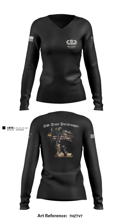 18th FA BDE Airborne 33985132 Women's Long Sleeve V-neck Shirt - 1