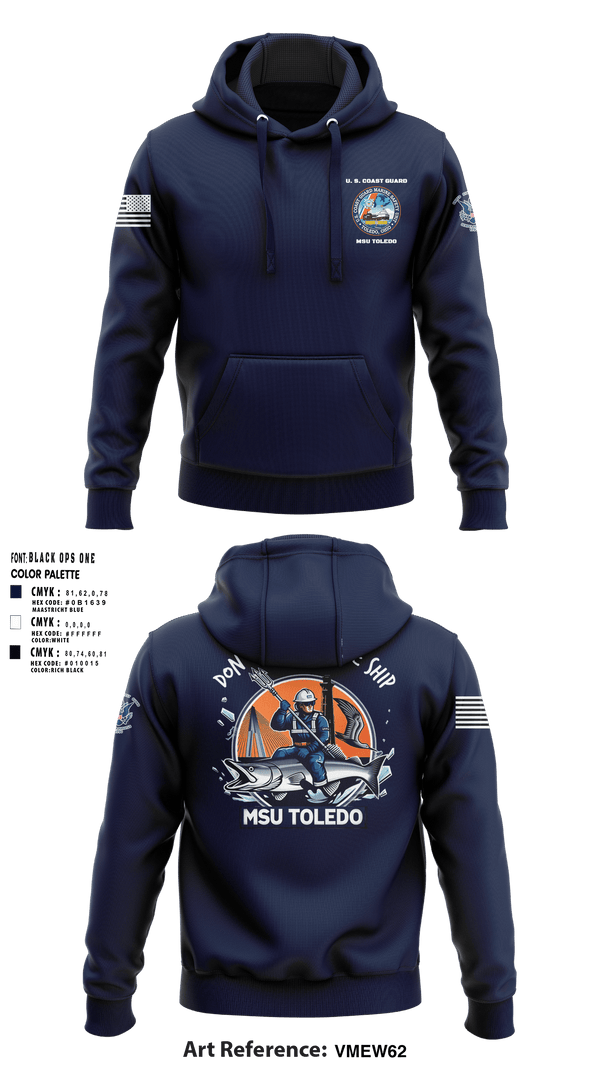 Hoodie, MSU Toledo, Coast Guard, Teamtime, Team time, sublimation, custom sports apparel, team uniforms, spirit wear, spiritwear, sports uniforms, custom shirts, team store, custom team store, fundraiser sports, apparel fundraiser