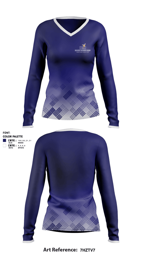 Women's Long Sleeve Vneck Shirt, Rocky Mount Preparatory, Spirit Store, Teamtime, Team time, sublimation, custom sports apparel, team uniforms, spirit wear, spiritwear, sports uniforms, custom shirts, team store, custom team store, fundraiser sports, apparel fundraiser