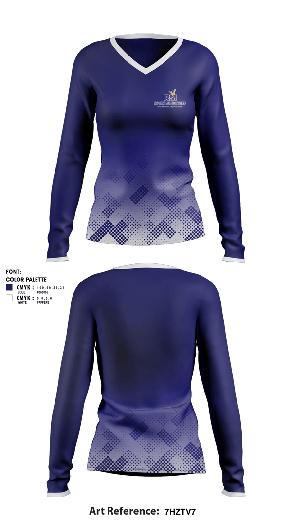 Women's Long Sleeve Vneck Shirt, Rocky Mount Preparatory, Spirit Store, Teamtime, Team time, sublimation, custom sports apparel, team uniforms, spirit wear, spiritwear, sports uniforms, custom shirts, team store, custom team store, fundraiser sports, apparel fundraiser