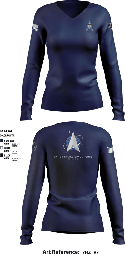 Space Delta 6 88336787 Women's Long Sleeve V-neck Shirt - 2