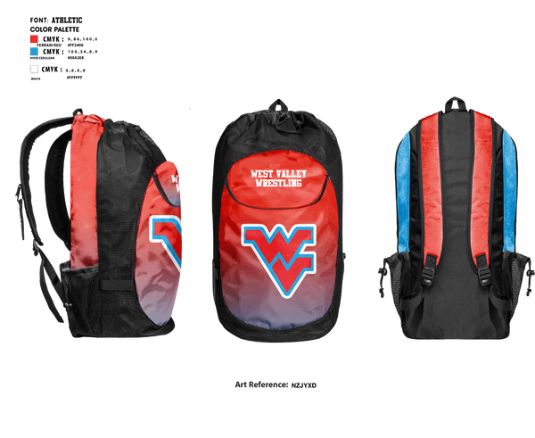 Gear Bag, West Valley High School Wrestling, Wrestling, Teamtime, Team time, sublimation, custom sports apparel, team uniforms, spirit wear, spiritwear, sports uniforms, custom shirts, team store, custom team store, fundraiser sports, apparel fundraiser