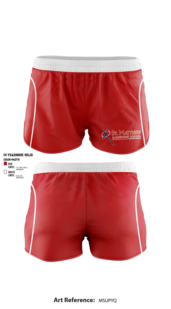 Women's Shorts, St Matthew School, Spirit Store, Teamtime, Team time, sublimation, custom sports apparel, team uniforms, spirit wear, spiritwear, sports uniforms, custom shirts, team store, custom team store, fundraiser sports, apparel fundraiser