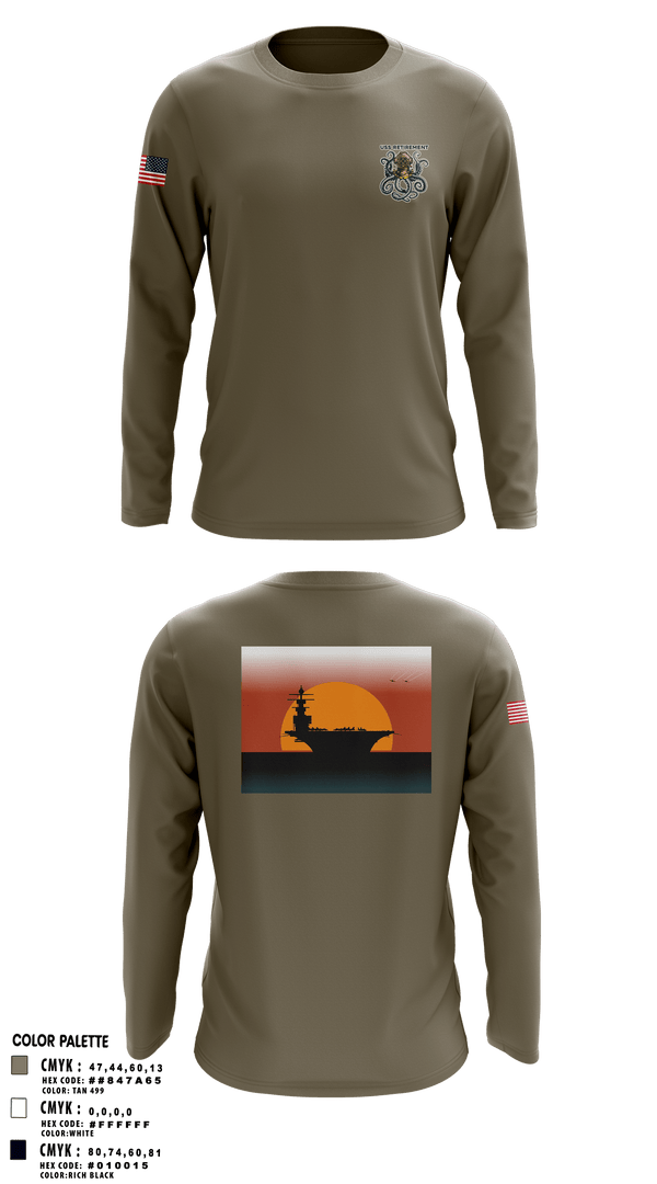 Long Sleeve Performance Shirt, USS Retirement, Navy, Teamtime, Team time, sublimation, custom sports apparel, team uniforms, spirit wear, spiritwear, sports uniforms, custom shirts, team store, custom team store, fundraiser sports, apparel fundraiser