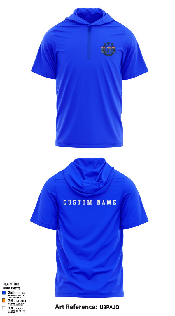 Short Sleeve Performance Shirt with hood, Matthews Elite, Football, Teamtime, Team time, sublimation, custom sports apparel, team uniforms, spirit wear, spiritwear, sports uniforms, custom shirts, team store, custom team store, fundraiser sports, apparel fundraiser