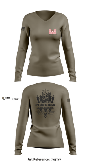 Women's Long Sleeve Vneck Shirt, 741 Brigade Engineer BN, , Teamtime, Team time, sublimation, custom sports apparel, team uniforms, spirit wear, spiritwear, sports uniforms, custom shirts, team store, custom team store, fundraiser sports, apparel fundraiser