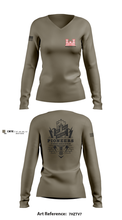 741 Brigade Engineer BN 61958018 Women's Long Sleeve V-neck Shirt - 2