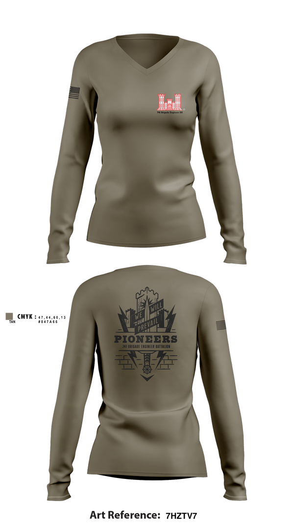 Women's Long Sleeve Vneck Shirt, 741 Brigade Engineer BN, , Teamtime, Team time, sublimation, custom sports apparel, team uniforms, spirit wear, spiritwear, sports uniforms, custom shirts, team store, custom team store, fundraiser sports, apparel fundraiser