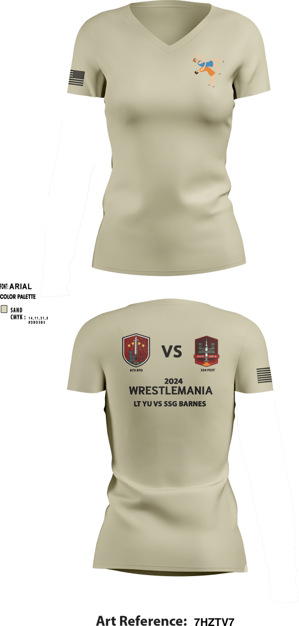 Women's Short Sleeve Vneck Shirt, 673 EFD/ 334 FEST, Army, Teamtime, Team time, sublimation, custom sports apparel, team uniforms, spirit wear, spiritwear, sports uniforms, custom shirts, team store, custom team store, fundraiser sports, apparel fundraiser