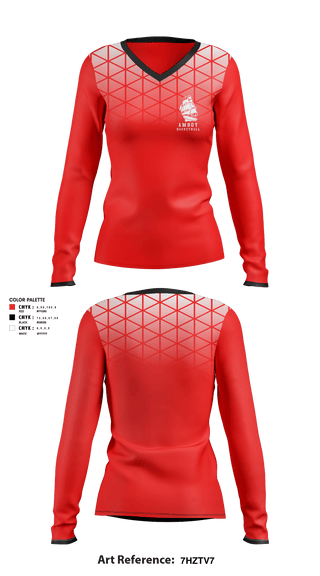 Women's Long Sleeve Vneck Shirt, Amboy High School Basketball, Women's Basketball, Teamtime, Team time, sublimation, custom sports apparel, team uniforms, spirit wear, spiritwear, sports uniforms, custom shirts, team store, custom team store, fundraiser sports, apparel fundraiser