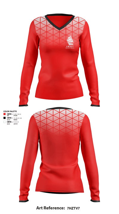 Amboy High School Basketball 64225119 Women's Long Sleeve V-neck Shirt - 1