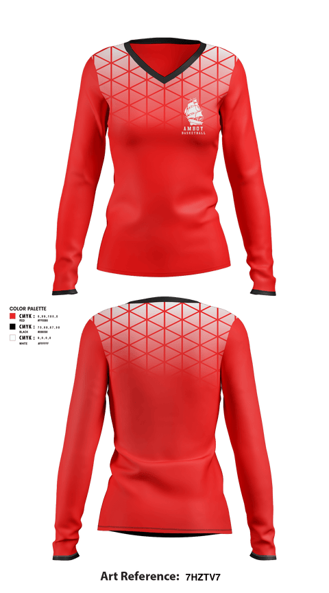 Women's Long Sleeve Vneck Shirt, Amboy High School Basketball, Women's Basketball, Teamtime, Team time, sublimation, custom sports apparel, team uniforms, spirit wear, spiritwear, sports uniforms, custom shirts, team store, custom team store, fundraiser sports, apparel fundraiser