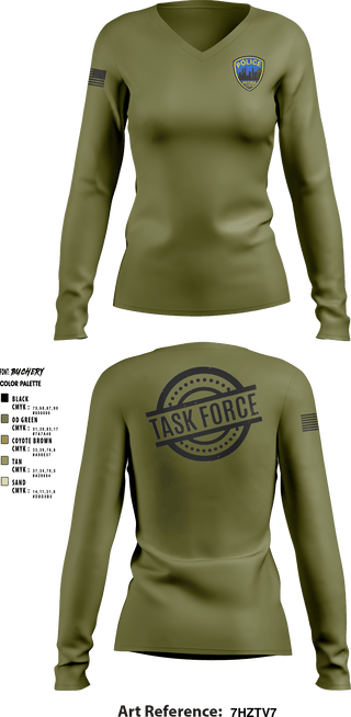 Women's Long Sleeve Vneck Shirt, , Police, Teamtime, Team time, sublimation, custom sports apparel, team uniforms, spirit wear, spiritwear, sports uniforms, custom shirts, team store, custom team store, fundraiser sports, apparel fundraiser