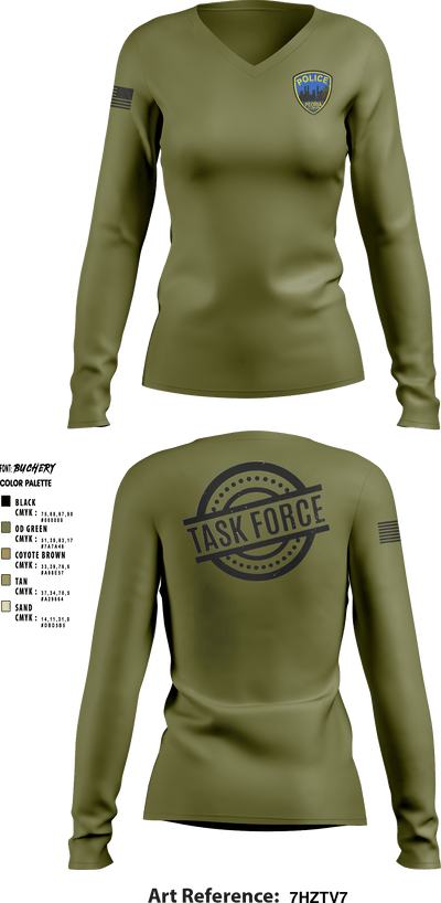 Crime Reduction Task Force 47911352 Women's Long Sleeve V-neck Shirt - 2