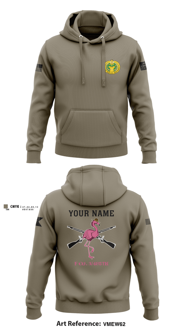 Hoodie, Flamingo Co F 3/485 IN, Army, Teamtime, Team time, sublimation, custom sports apparel, team uniforms, spirit wear, spiritwear, sports uniforms, custom shirts, team store, custom team store, fundraiser sports, apparel fundraiser
