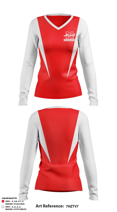 North Attleborough High School Swimming 66715277 Women's Long Sleeve V-neck Shirt - 38