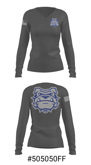 Women's Long Sleeve Vneck Shirt, Hamilton High School Soccer, Men's Soccer, Teamtime, Team time, sublimation, custom sports apparel, team uniforms, spirit wear, spiritwear, sports uniforms, custom shirts, team store, custom team store, fundraiser sports, apparel fundraiser