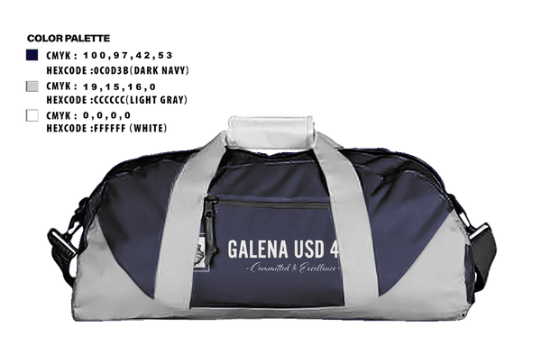 Duffle Bag, Galena Middle School, Spirit Store, Teamtime, Team time, sublimation, custom sports apparel, team uniforms, spirit wear, spiritwear, sports uniforms, custom shirts, team store, custom team store, fundraiser sports, apparel fundraiser