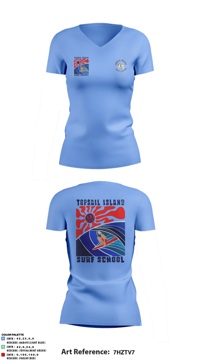 Topsail Island Surf School 81883035 Women's Short Sleeve V-neck Shirt - 3