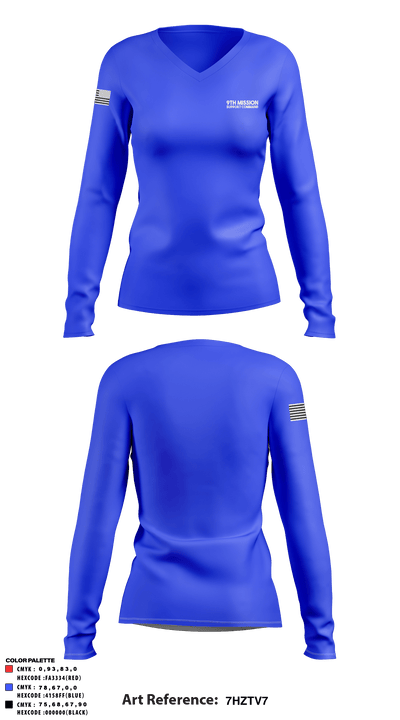 9th Mission Support Command 41337538 Women's Long Sleeve V-neck Shirt - 2