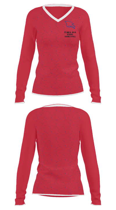 Pender High School Basketball 94245008 Women's Long Sleeve V-neck Shirt - 35