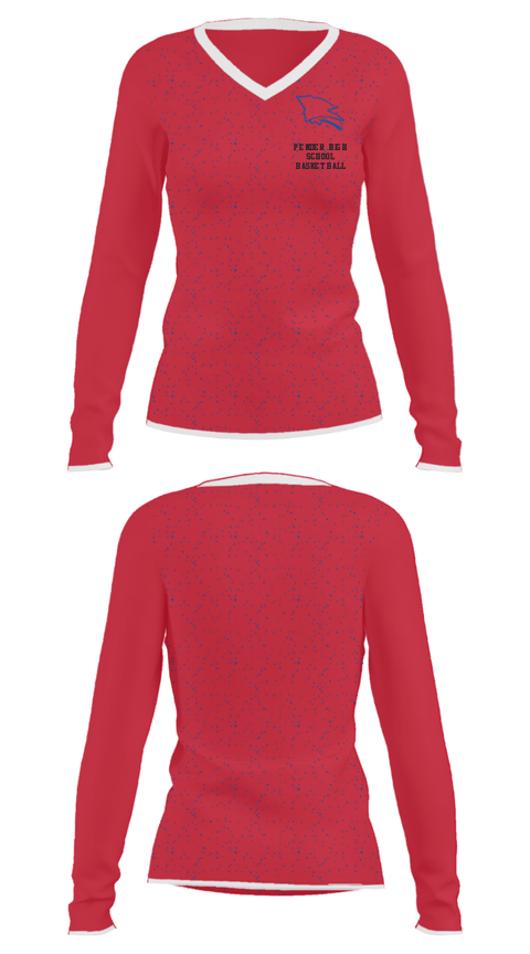 Women's Long Sleeve Vneck Shirt, Pender High School Basketball, Men's Basketball, Teamtime, Team time, sublimation, custom sports apparel, team uniforms, spirit wear, spiritwear, sports uniforms, custom shirts, team store, custom team store, fundraiser sports, apparel fundraiser