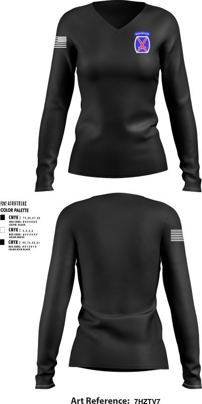 10th Mountain Division 62938119 Women's Long Sleeve V-neck Shirt - 1