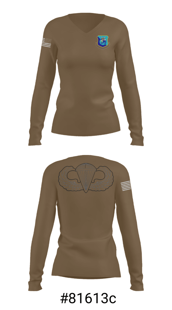 Women's Long Sleeve Vneck Shirt, , Air Force, Teamtime, Team time, sublimation, custom sports apparel, team uniforms, spirit wear, spiritwear, sports uniforms, custom shirts, team store, custom team store, fundraiser sports, apparel fundraiser