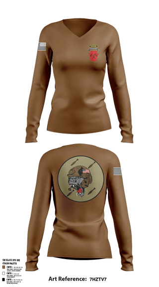 Women's Long Sleeve Vneck Shirt, A co 1-111th MTR, National Guard, Teamtime, Team time, sublimation, custom sports apparel, team uniforms, spirit wear, spiritwear, sports uniforms, custom shirts, team store, custom team store, fundraiser sports, apparel fundraiser