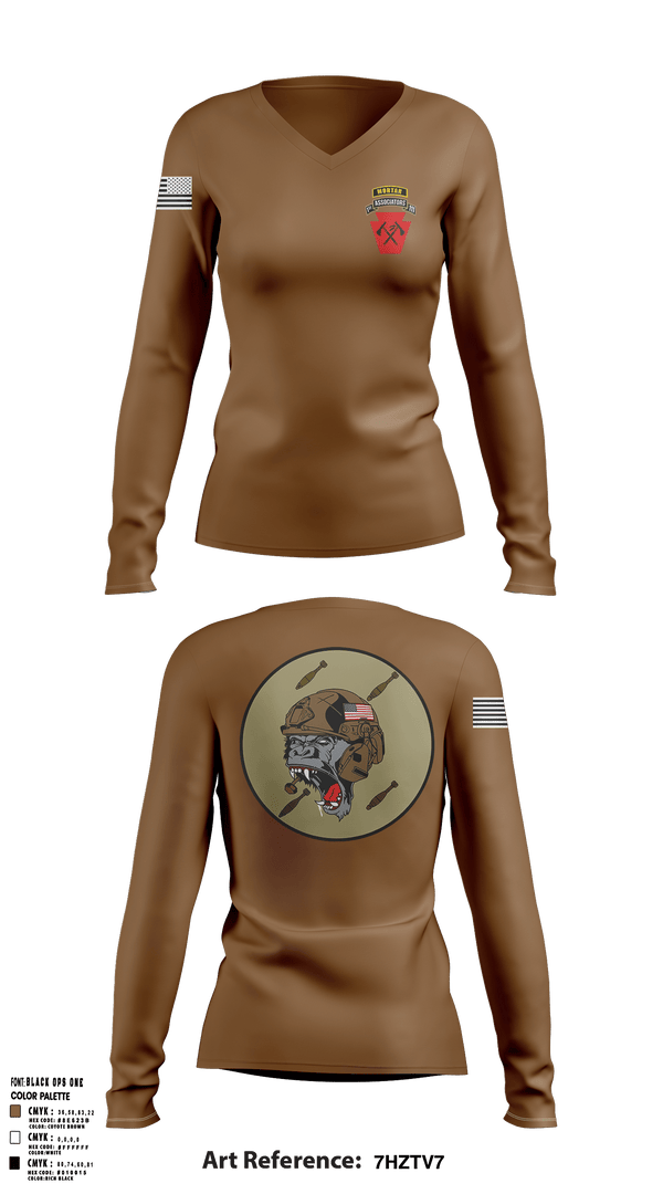 Women's Long Sleeve Vneck Shirt, A co 1-111th MTR, National Guard, Teamtime, Team time, sublimation, custom sports apparel, team uniforms, spirit wear, spiritwear, sports uniforms, custom shirts, team store, custom team store, fundraiser sports, apparel fundraiser