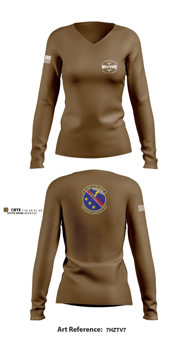 Women's Long Sleeve Vneck Shirt, , Air Force, Teamtime, Team time, sublimation, custom sports apparel, team uniforms, spirit wear, spiritwear, sports uniforms, custom shirts, team store, custom team store, fundraiser sports, apparel fundraiser