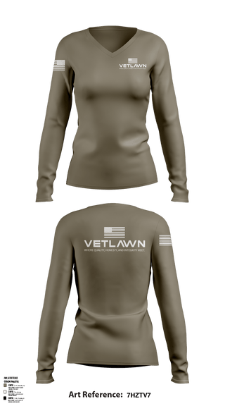 Women's Long Sleeve Vneck Shirt, VetLawn, Army, Teamtime, Team time, sublimation, custom sports apparel, team uniforms, spirit wear, spiritwear, sports uniforms, custom shirts, team store, custom team store, fundraiser sports, apparel fundraiser