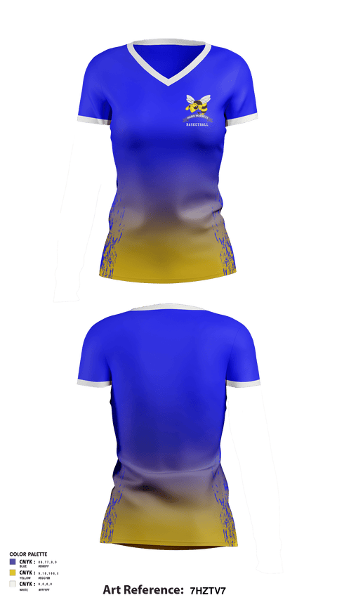 Women's Short Sleeve Vneck Shirt, Hand Middle School Basketball, Women's Basketball, Teamtime, Team time, sublimation, custom sports apparel, team uniforms, spirit wear, spiritwear, sports uniforms, custom shirts, team store, custom team store, fundraiser sports, apparel fundraiser