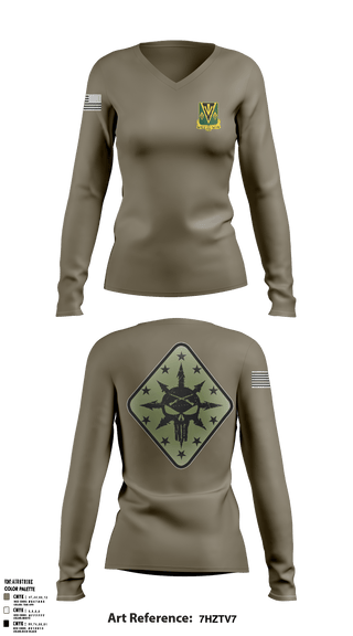 Women's Long Sleeve Vneck Shirt, C Co 1-635th AR, National Guard, Teamtime, Team time, sublimation, custom sports apparel, team uniforms, spirit wear, spiritwear, sports uniforms, custom shirts, team store, custom team store, fundraiser sports, apparel fundraiser