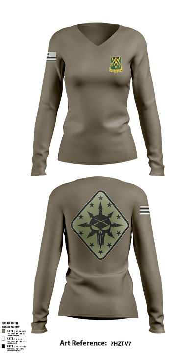 C Co 1-635th AR 23122236 Women's Long Sleeve V-neck Shirt - 3