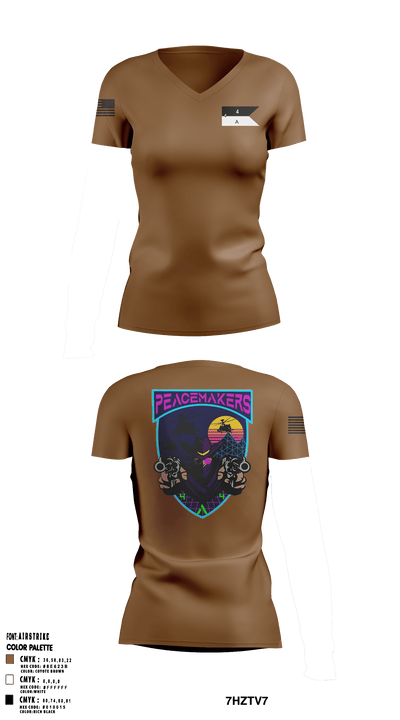 4-4 Attack Battalion 63788655 Women's Short Sleeve V-neck Shirt - 2