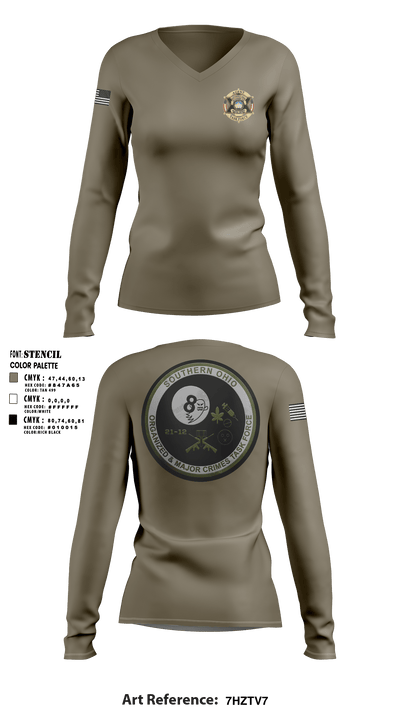 Southern ohio organized and major crimes task force 84256074 Women's Long Sleeve V-neck Shirt - 4