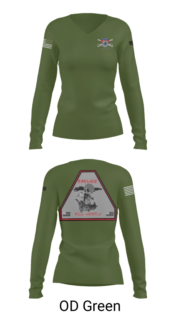 Women's Long Sleeve Vneck Shirt, , Army, Teamtime, Team time, sublimation, custom sports apparel, team uniforms, spirit wear, spiritwear, sports uniforms, custom shirts, team store, custom team store, fundraiser sports, apparel fundraiser