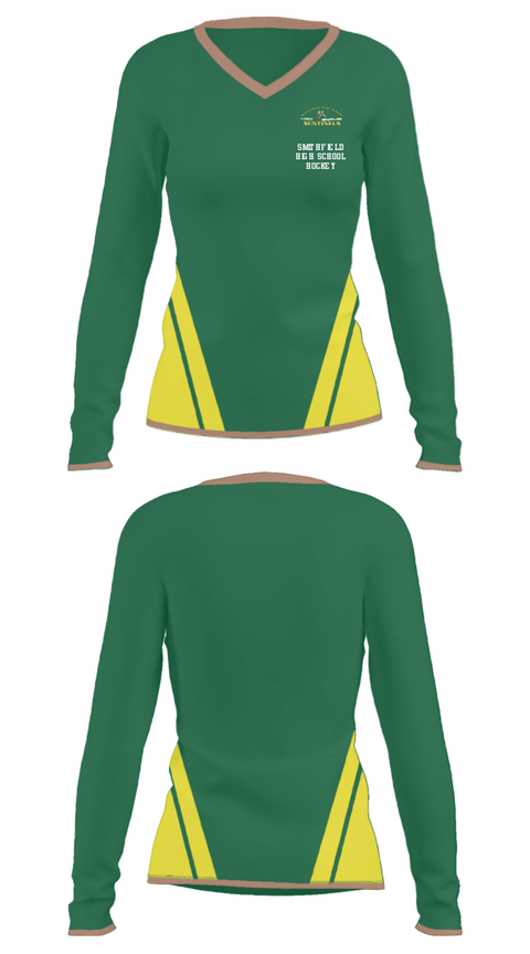 Women's Long Sleeve Vneck Shirt, Smithfield High School Hockey, Ice Hockey, Teamtime, Team time, sublimation, custom sports apparel, team uniforms, spirit wear, spiritwear, sports uniforms, custom shirts, team store, custom team store, fundraiser sports, apparel fundraiser