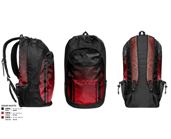 Gear Bag, Tigers, Men's Basketball, Teamtime, Team time, sublimation, custom sports apparel, team uniforms, spirit wear, spiritwear, sports uniforms, custom shirts, team store, custom team store, fundraiser sports, apparel fundraiser