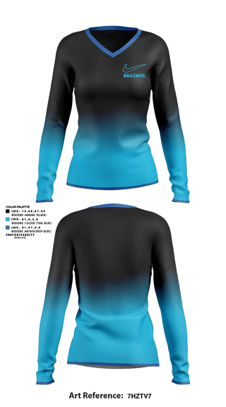 Women's Long Sleeve Vneck Shirt, Ninja Cartel, Tennis, Teamtime, Team time, sublimation, custom sports apparel, team uniforms, spirit wear, spiritwear, sports uniforms, custom shirts, team store, custom team store, fundraiser sports, apparel fundraiser