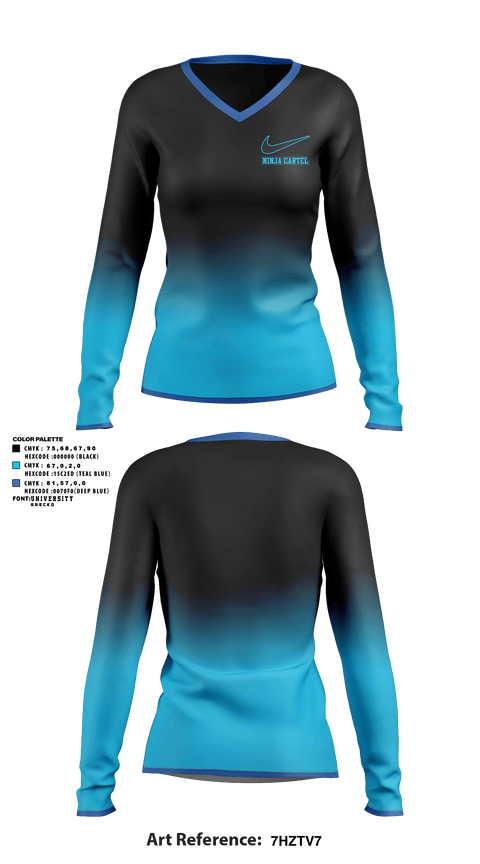 Women's Long Sleeve Vneck Shirt, Ninja Cartel, Tennis, Teamtime, Team time, sublimation, custom sports apparel, team uniforms, spirit wear, spiritwear, sports uniforms, custom shirts, team store, custom team store, fundraiser sports, apparel fundraiser