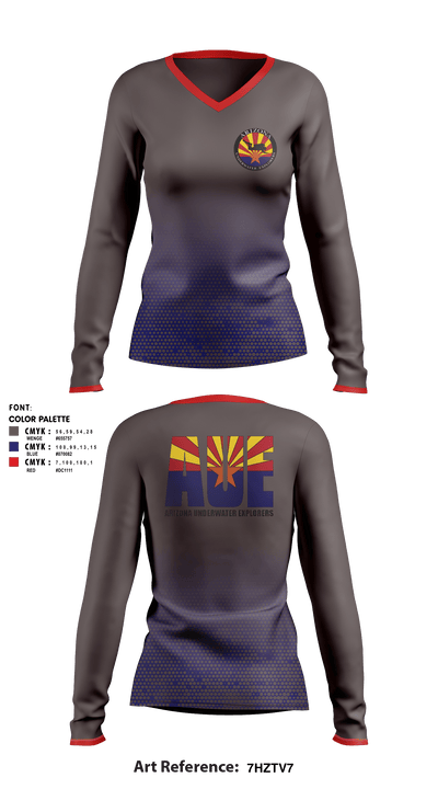 Arizona Underwater Explorers 38101763 Women's Long Sleeve V-neck Shirt - 2