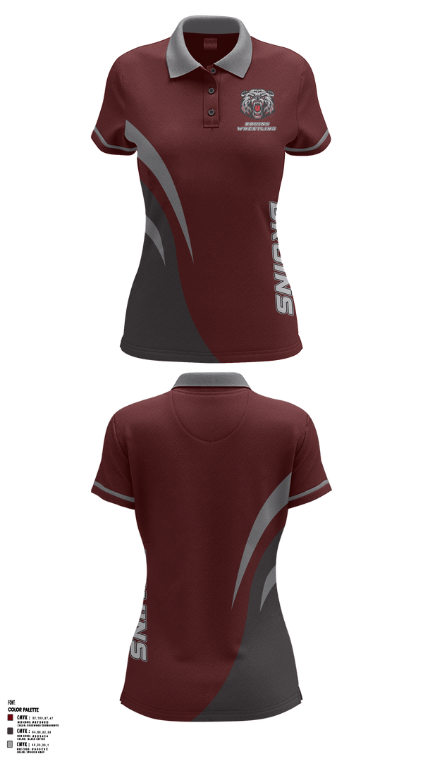 Women's Short Sleeve Performance Polo, BRUINS, Wrestling, Teamtime, Team time, sublimation, custom sports apparel, team uniforms, spirit wear, spiritwear, sports uniforms, custom shirts, team store, custom team store, fundraiser sports, apparel fundraiser