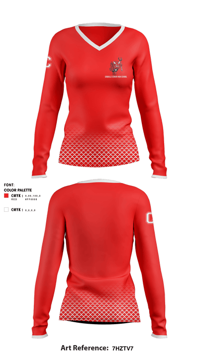 Coquille Senior High School Track 60550768 Women's Long Sleeve V-neck Shirt - 1