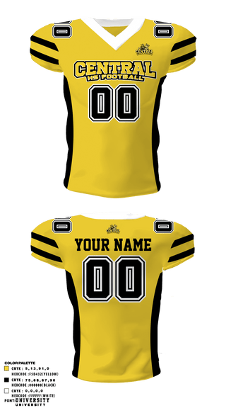 Football Jersey, Central HS Football, Football, Teamtime, Team time, sublimation, custom sports apparel, team uniforms, spirit wear, spiritwear, sports uniforms, custom shirts, team store, custom team store, fundraiser sports, apparel fundraiser