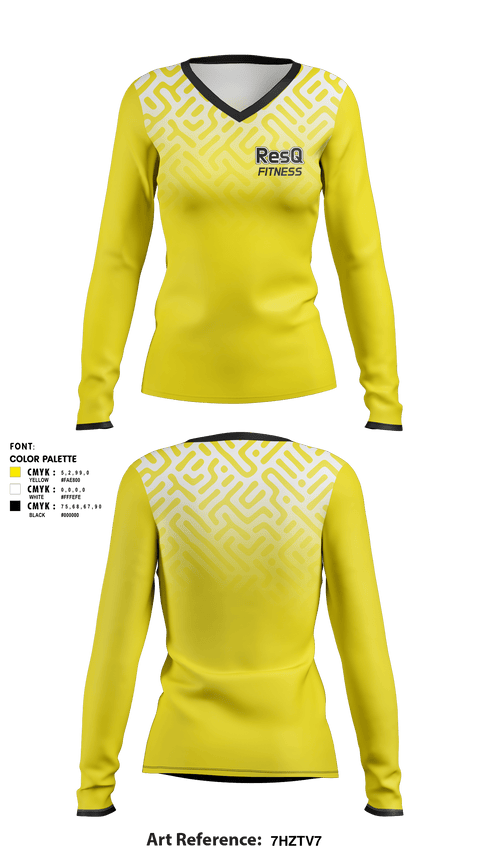Women's Long Sleeve Vneck Shirt, ResQ Fitness, , Teamtime, Team time, sublimation, custom sports apparel, team uniforms, spirit wear, spiritwear, sports uniforms, custom shirts, team store, custom team store, fundraiser sports, apparel fundraiser