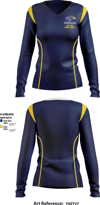 Women's Long Sleeve Vneck Shirt, Bow High School Hockey, Ice Hockey, Teamtime, Team time, sublimation, custom sports apparel, team uniforms, spirit wear, spiritwear, sports uniforms, custom shirts, team store, custom team store, fundraiser sports, apparel fundraiser