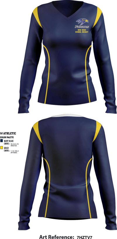 Bow High School Hockey 89275708 Women's Long Sleeve V-neck Shirt - 1